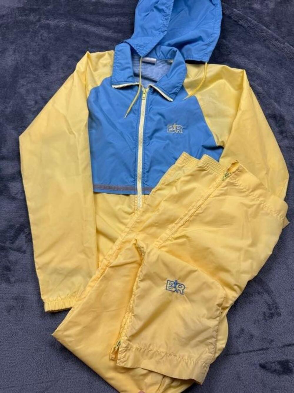 Vintage Bill Rodgers Tracksuit Womens S Yellow Colorblock Hooded Running 2 Piece